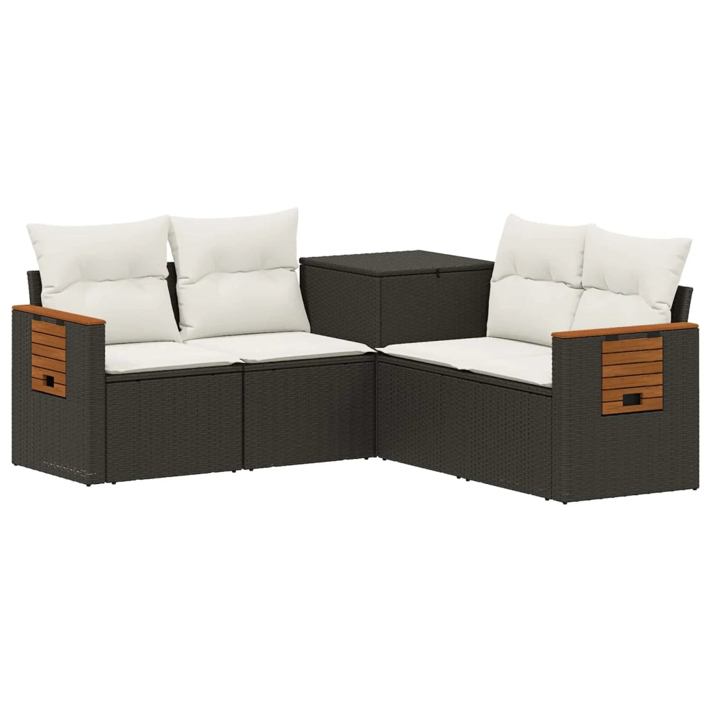 Set di divani 5 pz Nero e Bianco Crema 3447946