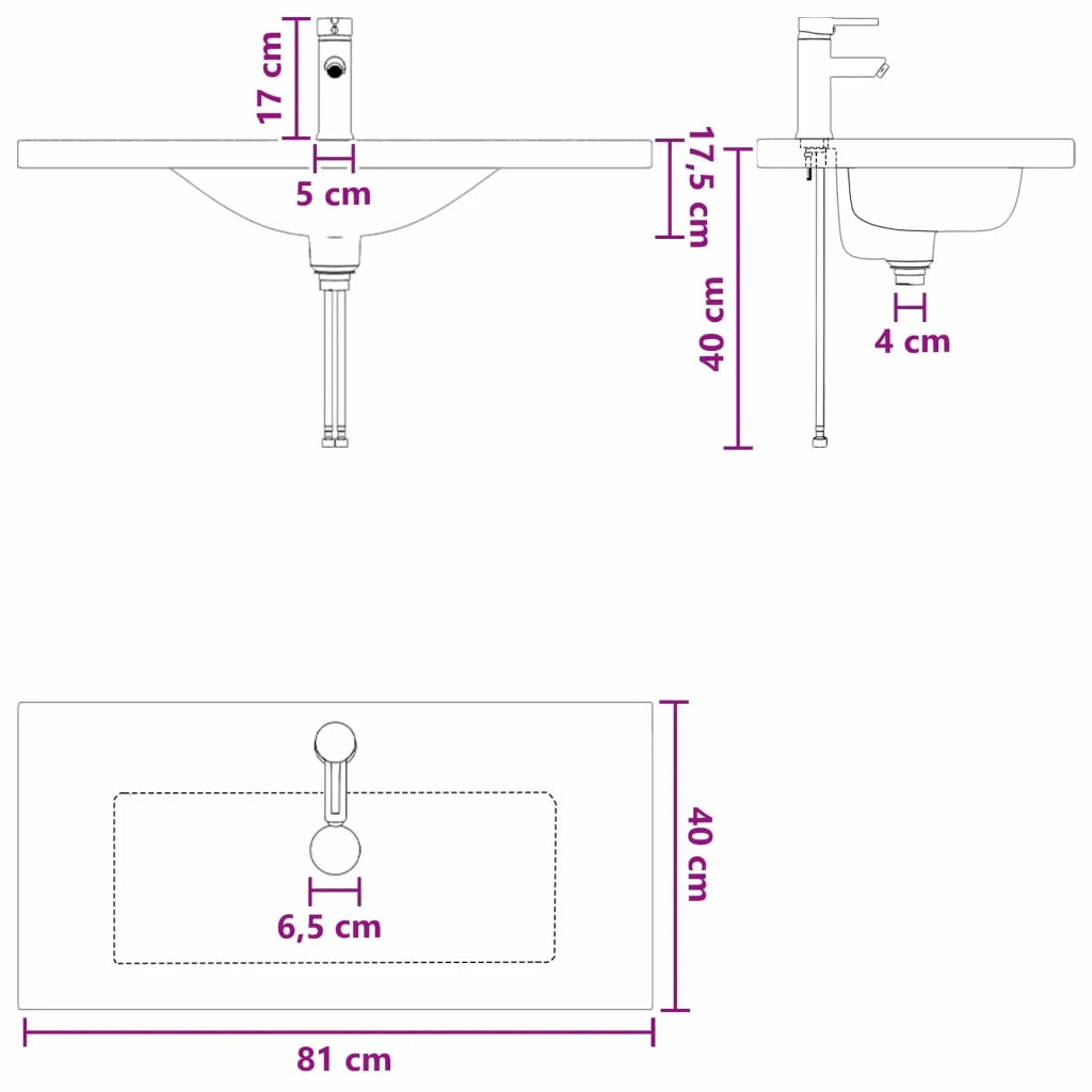 Lavabo da bagno Cromato 81 x 40 x 17,5 cm Metallo CFW7972944
