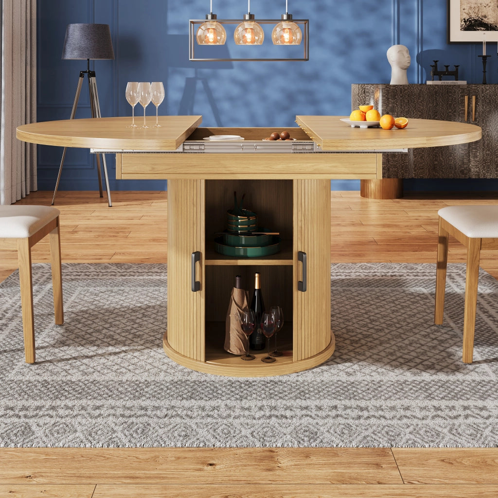 Tavolo da Pranzo Rotondo Allungabile ¨C MINIMAL ¨C Legno, 118-158 cm, 6 Persone