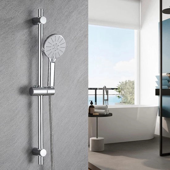 Douchestang RVS 68cm con maniglia di regolazione a pedale con guanciali di regolazione per la parete dimensioni: 68 x 2,2cm, chromato.