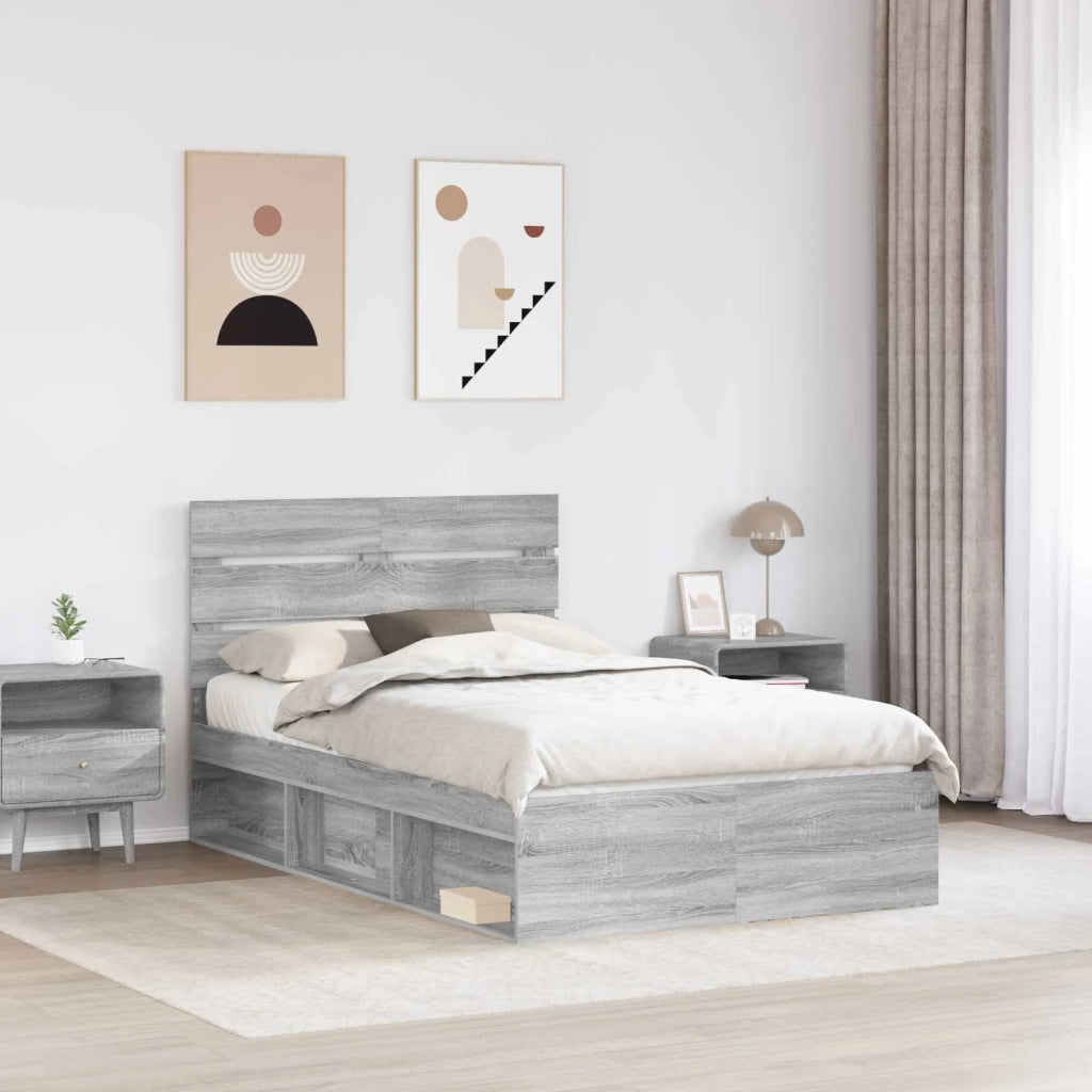 Struttura del letto Grigio Sonoma 120 x 190 cm Pino massello