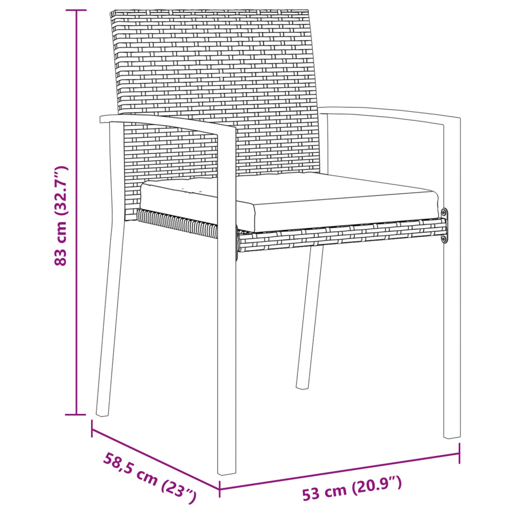 Set da Pranzo da Giardino 9 Pezzi Grigio Rattan Poli