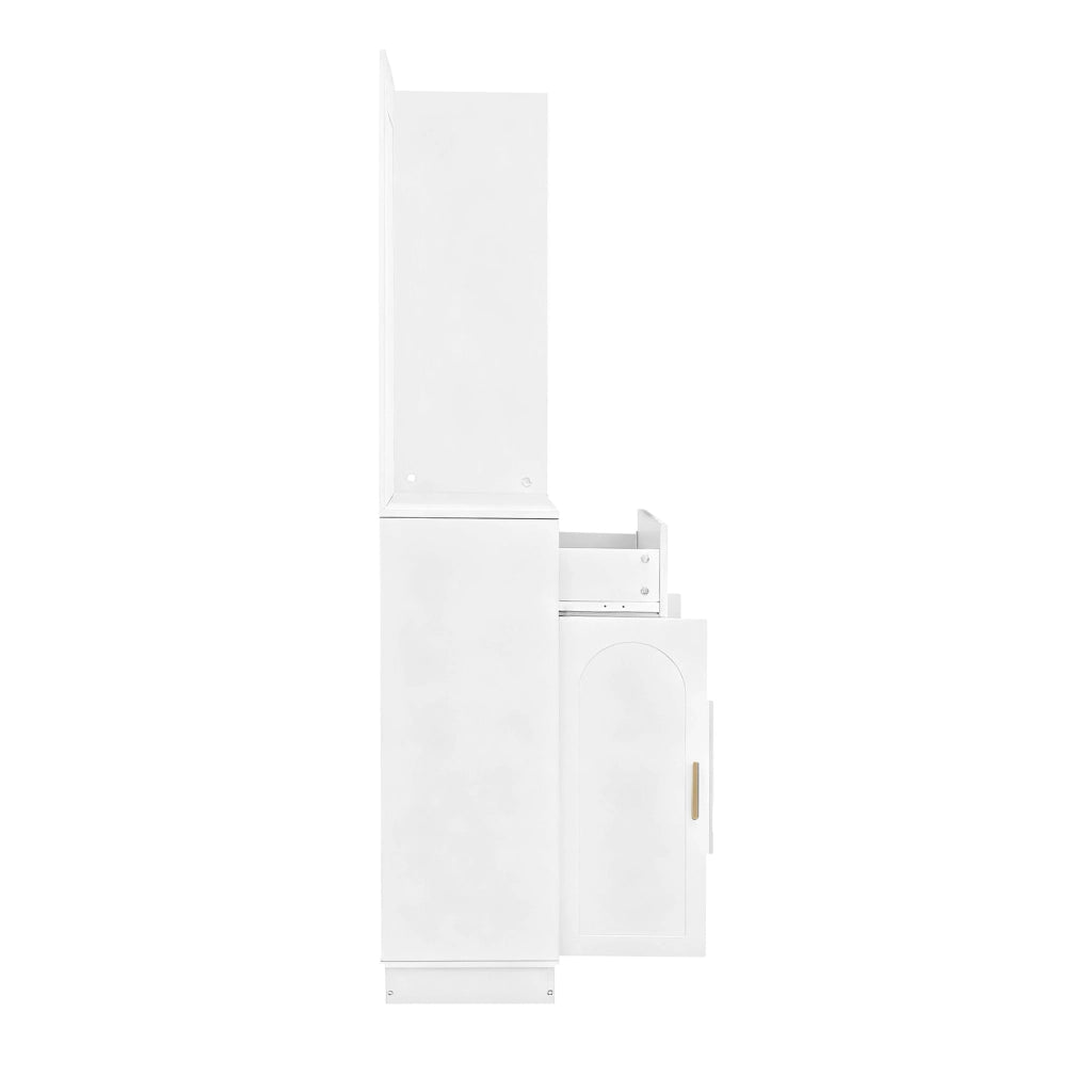Set mobili ingresso con guardaroba, scarpiera, specchio e panca, in MDF Bianco