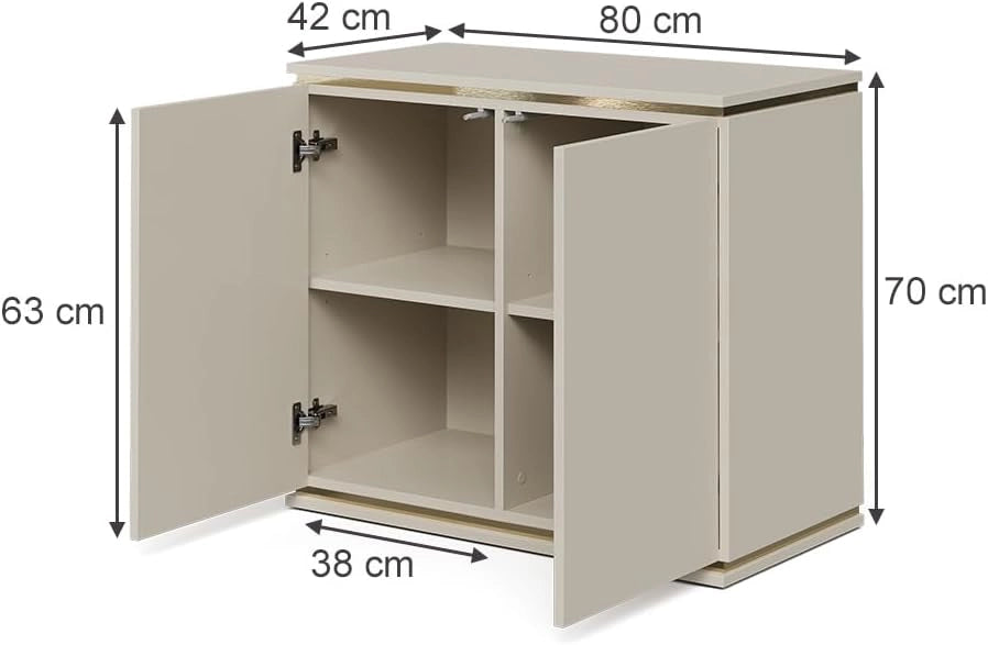 Credenza Linette, Cachemire, 80 x 70 cm con 4 scomparti