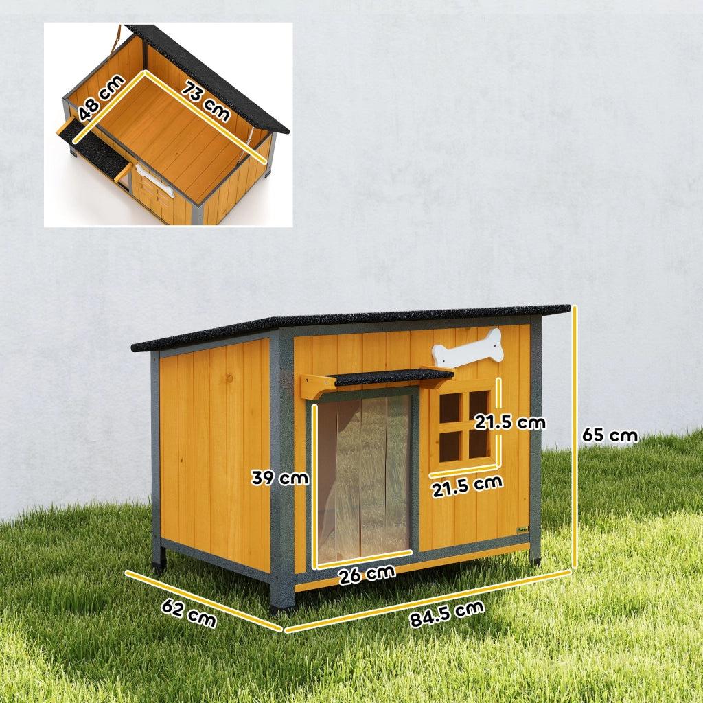 Cuccia per Cani da Esterno in Legno e Acciaio ¨C Zephmum ¨C Giallo
