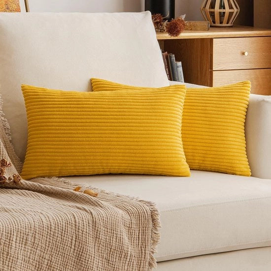 Copri cuscino decorativo in corduroy - 30x50 cm - Materiale morbido - Chiusura a rattoppo invisibile - 2 pezzi