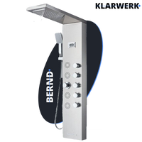 BERND | Pannello doccia premium a pioggia in acciaio inox | Sistema doccia massaggiante in argento spazzolato | Rubinetto miscelatore sistema