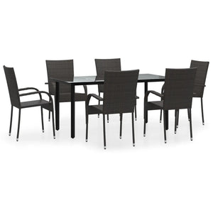 Set da Pranzo da Giardino 7 pz Marrone in Polyrattan cod mxl 42811