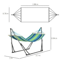 Supporto con Amaca Autoportante Pieghevole in Cotone e Acciaio, 270x100x94cm