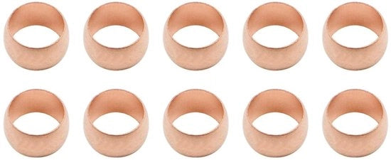 Ferrule di compressione 10 pezzi - Fitting a coperchio - Adatto per tubi da 8 mm - Sistemi idraulici/pneumatici - Coperchio di rame - Materiale duraturo