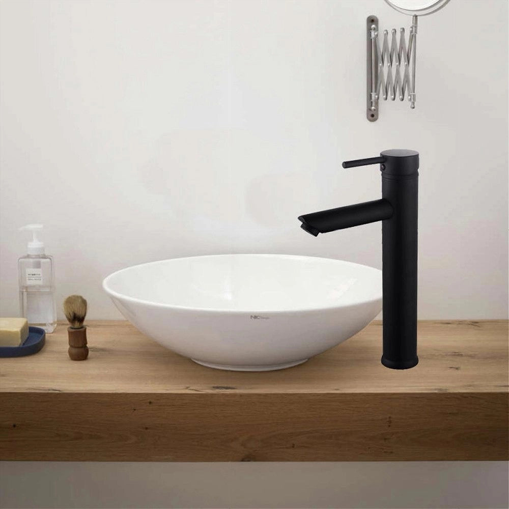 Trade Shop - Rubinetto Bagno Moderno Nero Opaco Miscelatore Orientabile Lavabo Canna Alta 87393 -