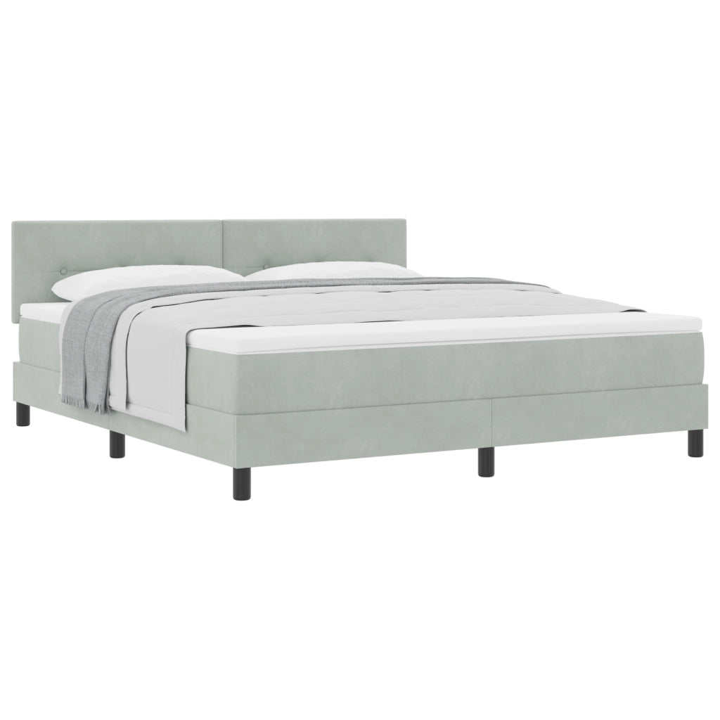 Letto Box Spring con Materasso Grigio Chiaro Super King in Velluto