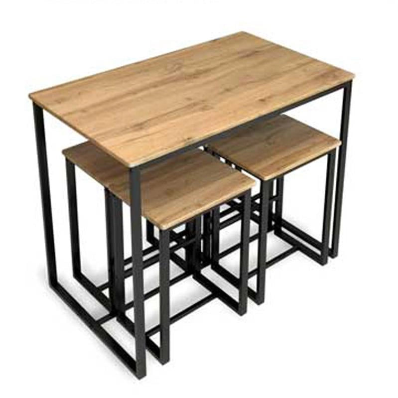 SET TAVOLO CON 4 SGABELI IN LEGNO100X60X87 CM NATURALE