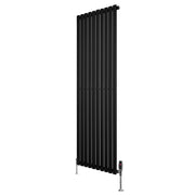 Radiatore Verticale Ovale 1800x600mm Nero con Valvole TRV