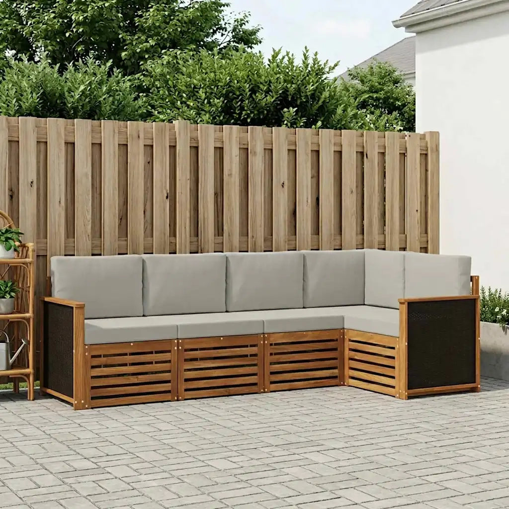 Set divano sezionale con cuscino 4 pcs Naturale e Grigio Chiaro