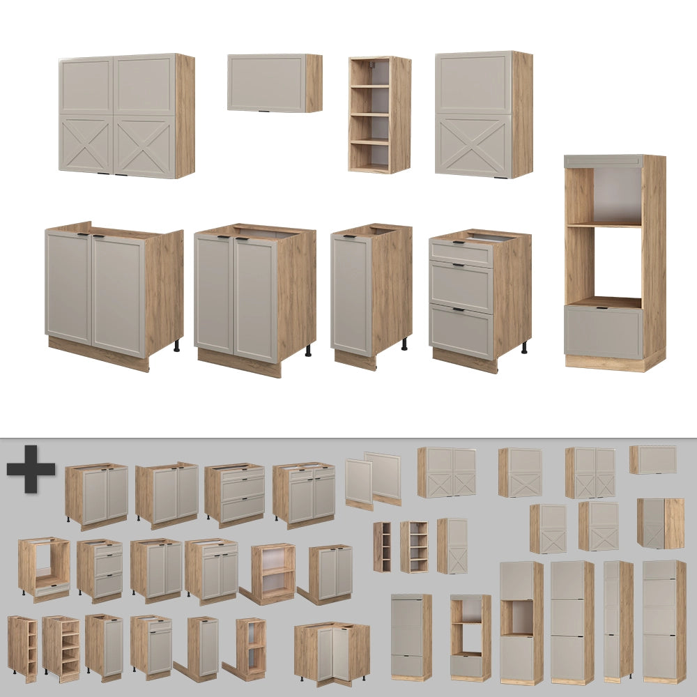 Vicco Cucina componibile Grigio/beige/rovere dorato 280 cm , PL Antracite