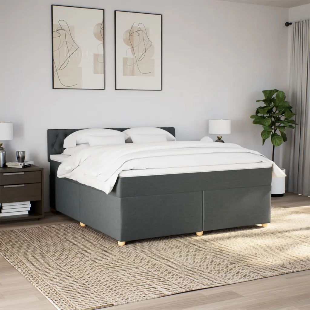 Giroletto a Molle con Materasso Grigio Scuro 180x200 cm Tessuto 3286767