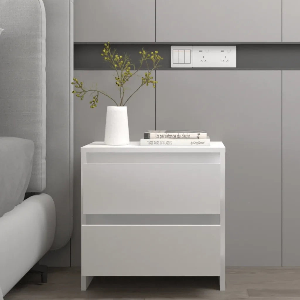 Comodino | Armadio da Notte | Mobiletto da notte Bianco 45x34,5x44,5 cm in Legno Ingegnerizzato