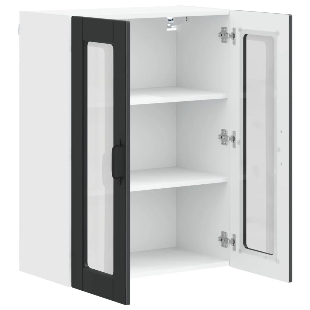 Mobile da cucina moderno da parete con pratico spazio di archiviazione 60 x 31 x 80 cm legno ingegnerizzato nero 02_0054429