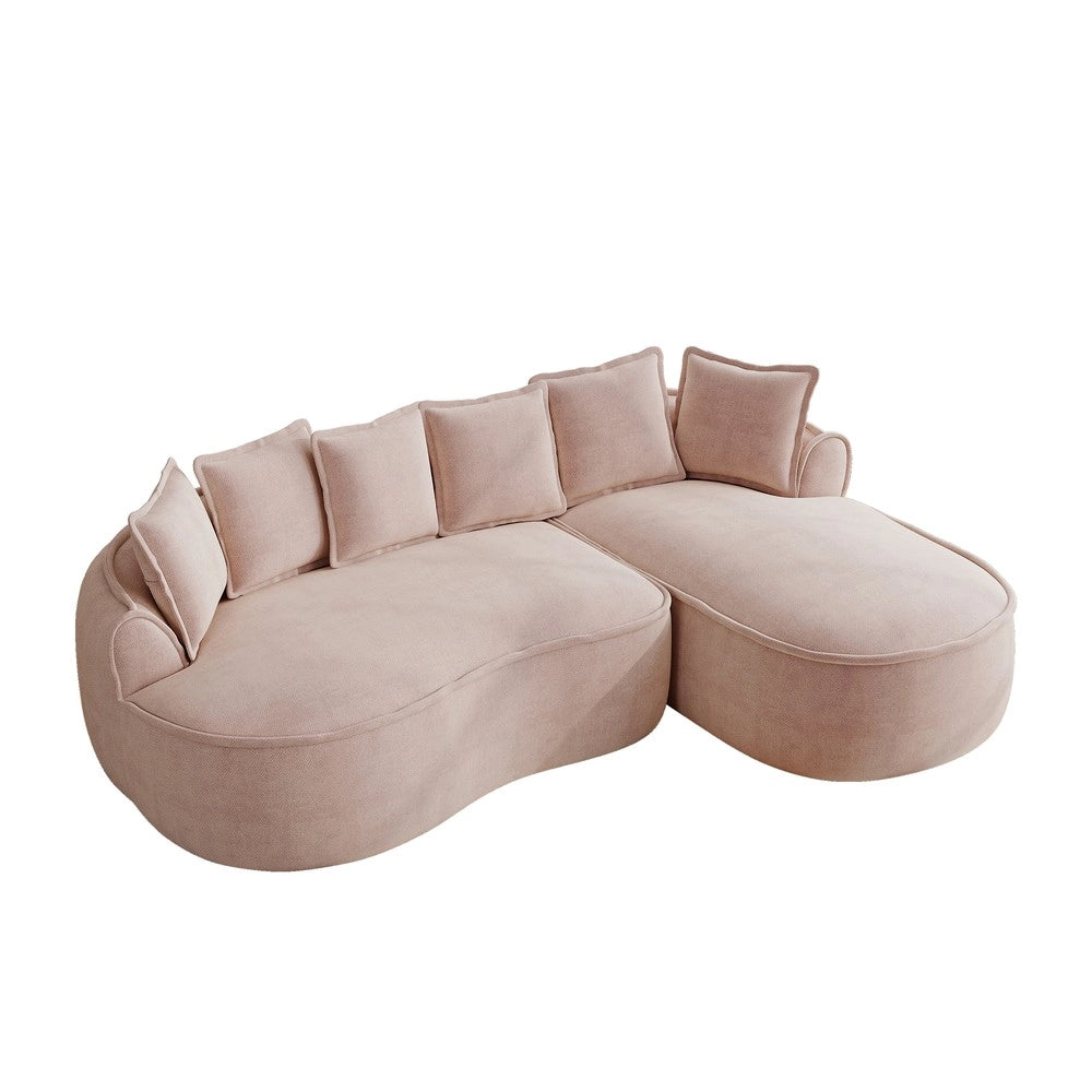 Divano Angolare Chaise Longue con Cuscini ¨C Xylo ¨C Chenille Rosa, Modulare