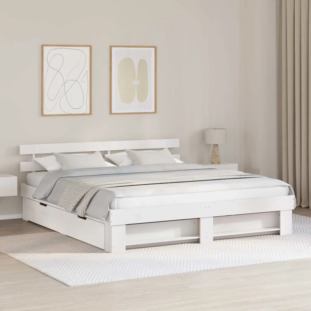 vidaXL Struttura del letto Bianco 200 x 200 cm Legno di pino massello