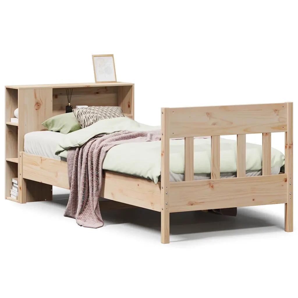 Giroletto con Libreria senza Materasso 75x190 cm in Legno Pino 3323206