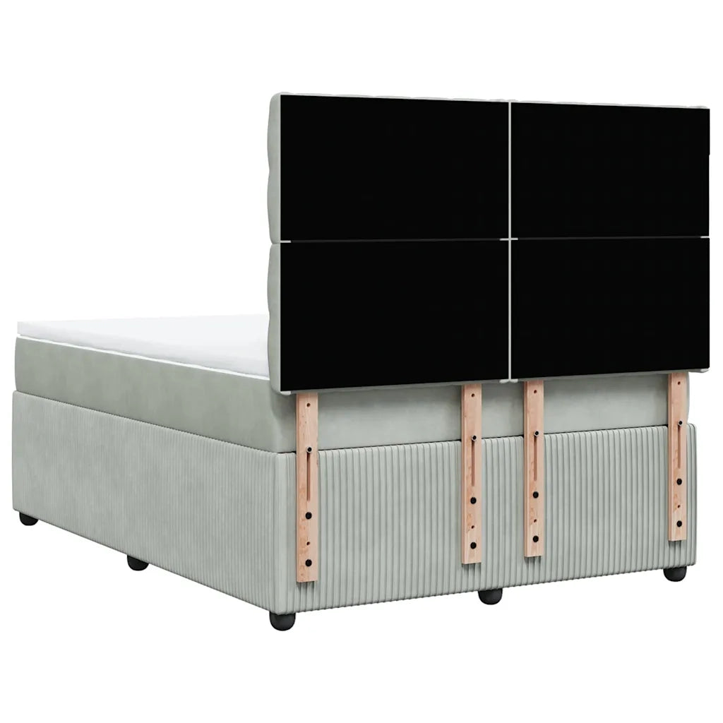 Giroletto a Molle con Materasso Grigio Chiaro 160x200cm Velluto
