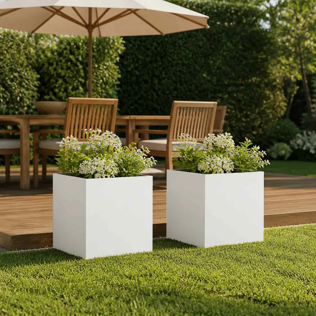 Vaso da giardino 2 pz Bianco 35 x 35 x 35 cm 8004955