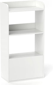 Libreria a 3 ripiani aperti e 1 cassetto, libreria in legno con kit antiribaltamento, 55 x 29 x 105 cm, scaffale per soggiorno, ufficio, camera da letto (bianco)