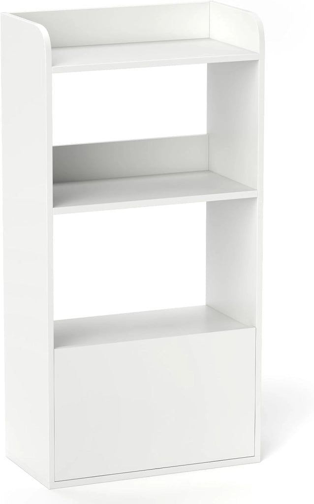 Libreria a 3 ripiani aperti e 1 cassetto, libreria in legno con kit antiribaltamento, 55 x 29 x 105 cm, scaffale per soggiorno, ufficio, camera da letto (bianco)