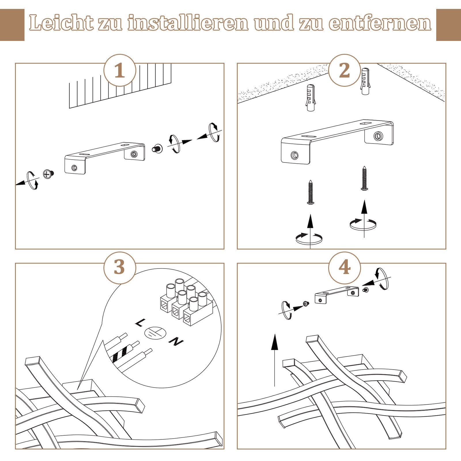 ZMH Lampada da soffitto plafoniera LED moderna legno nero luce bianca calda per soggiorno