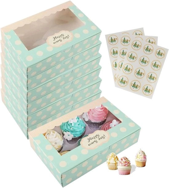 Decine di torte con finestra 12 pezzi - carta per cupcake, biscotti e dolci - confezione regalo per panetteria - 215 x 135 cm - può contenere 6 cupcake