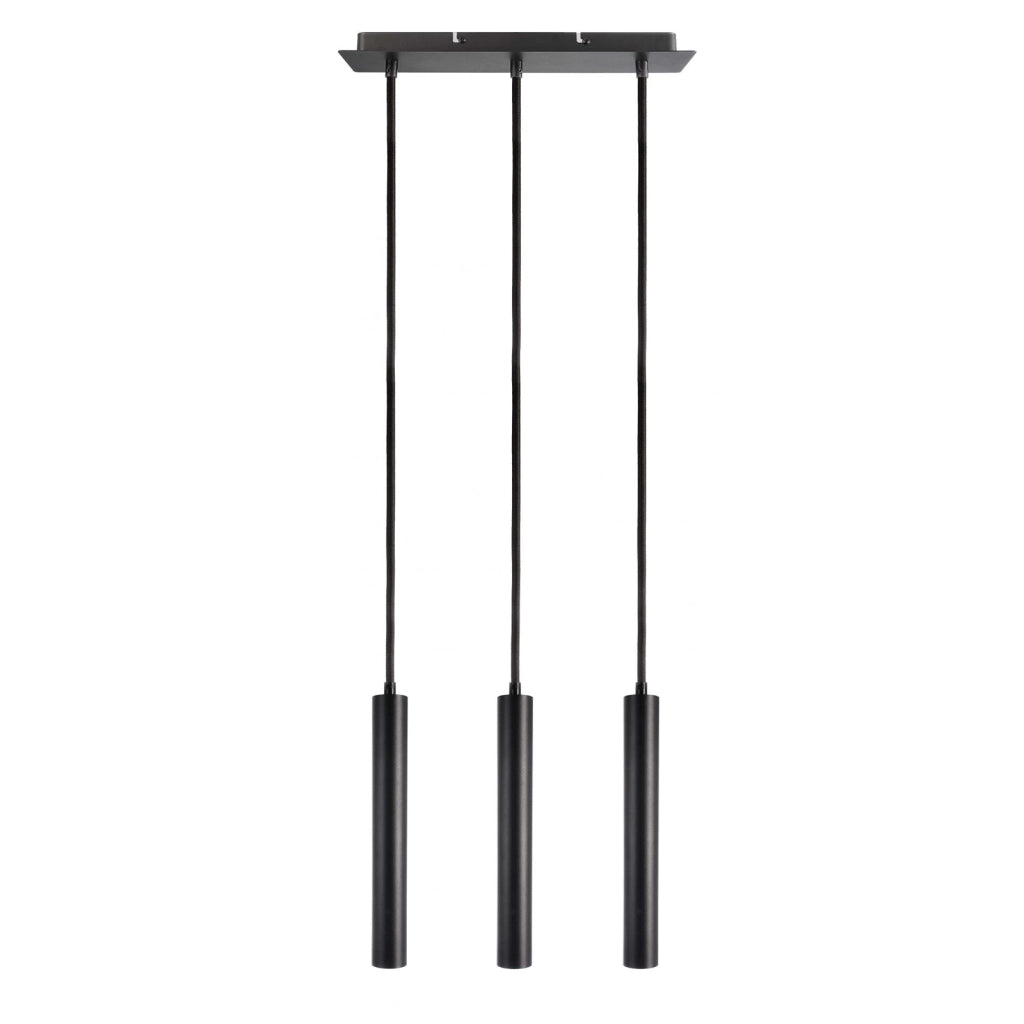 Lampada sospensione lampadario 3 luci LED 15W pendente cilindro luce 3000K tavolo bar ristorante RA90 230V NERO