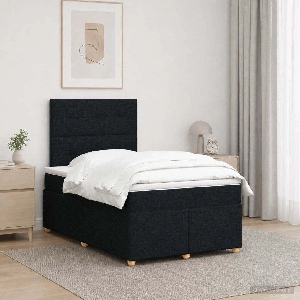 Letto box spring con materasso Nero 120 x 200 cm Tessuto 3455324