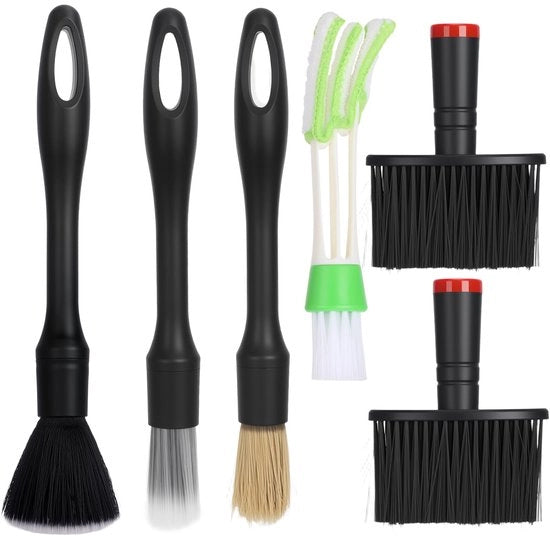 Set di pennelli per dettagli 6 in 1 per la pulizia dell'abitacolo dell'auto, pennello morbido per la pulizia dell'auto, pennello multifunzionale per l'abitacolo dell'auto, set di pennelli per la pulizia dell'aria di scarico e del cruscotto.