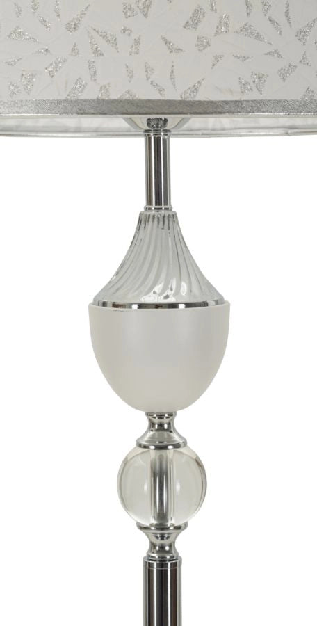 Lampada da Terra Kody Ø40x158 cm in Ferro e Tessuto Argento e Bianco