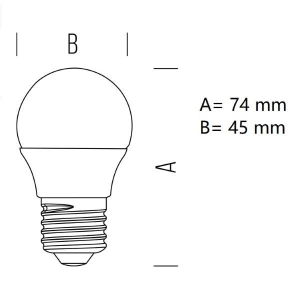 LAMPADINA SFERETTA A LED 7,2W LUCE FREDDA 6500K 806 LUMEN E27 BOT LIGHTING