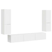 Set mobile TV 4 pz | Armadietto TV | Mobile Porta TV Bianco Lucido Legno multistrato