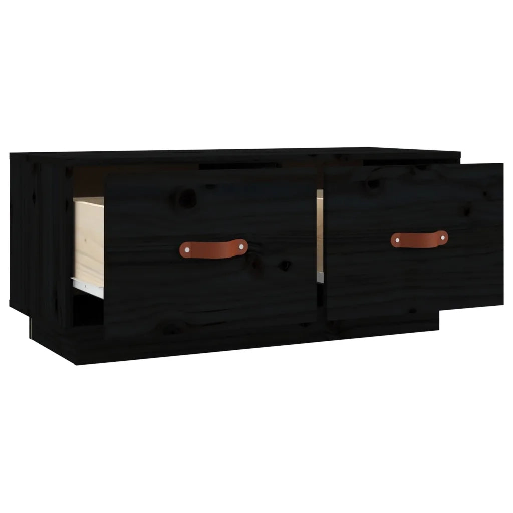 Mobile Porta TV Nero 80x34x35 cm in Legno Massello di Pino 818244