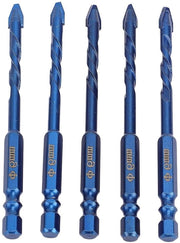 Set di Trapani Escentrici a 5 pezzi 6 mm - Testa Sghemba - Alta Durezza - Trapano a Sei Lobi - Set di Trapani Professionale per Calcestruzzo, Cemento e Legno
