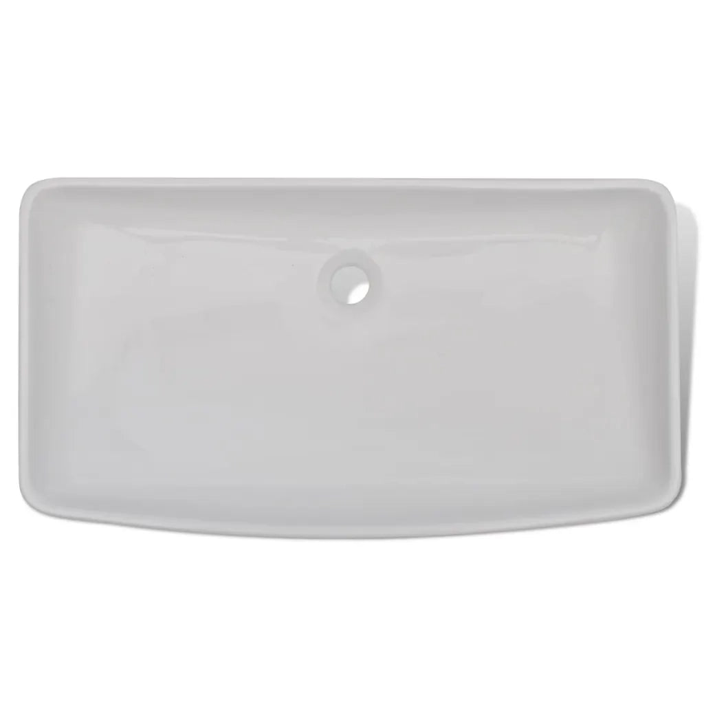Lavello Bagno con Miscelatore in Ceramica Rettangolare Bianco CFW8497380