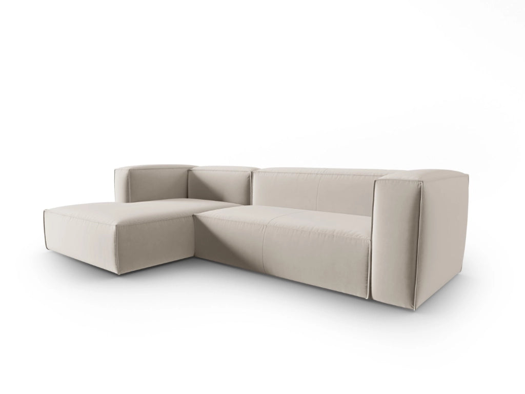 Cosmopolitan Design - Divano angolare sinistro "Mackay" 4 posti in velluto ecru 
