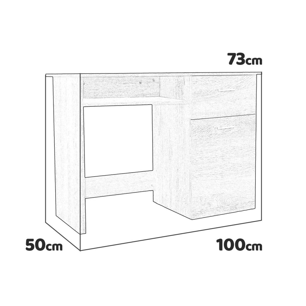 Sally - scrivania in legno di pino con 1 anta + 1 vano + 1 cassetto - 100x50x73 cm marrone