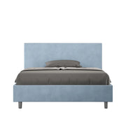 Letto imbottito Matrimoniale francese 140x190 cm Adele - Con rete,Microfibra,Azzurro