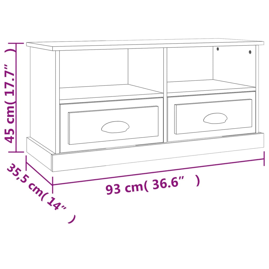 Mobile Porta TV Rovere Fumo 93x35,5x45 cm in Legno Multistrato 816469