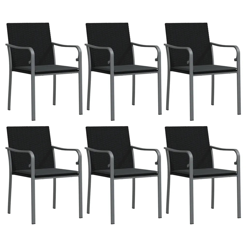 Set Pranzo da Giardino 7 pz con Cuscini in Polyrattan e Acciaio 3186964