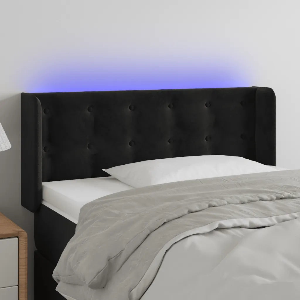 Testiera | Testata a LED Nera 103x16x78/88 cm in Velluto