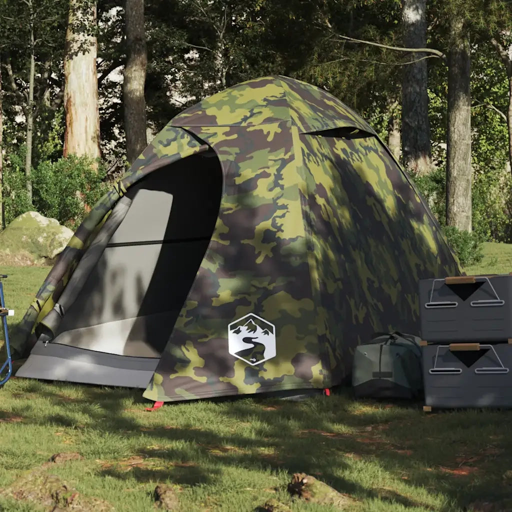 Tenda da Campeggio a Cupola 2 Persone-Tenda per Escursionismo Mimetica Impermeabile 573203