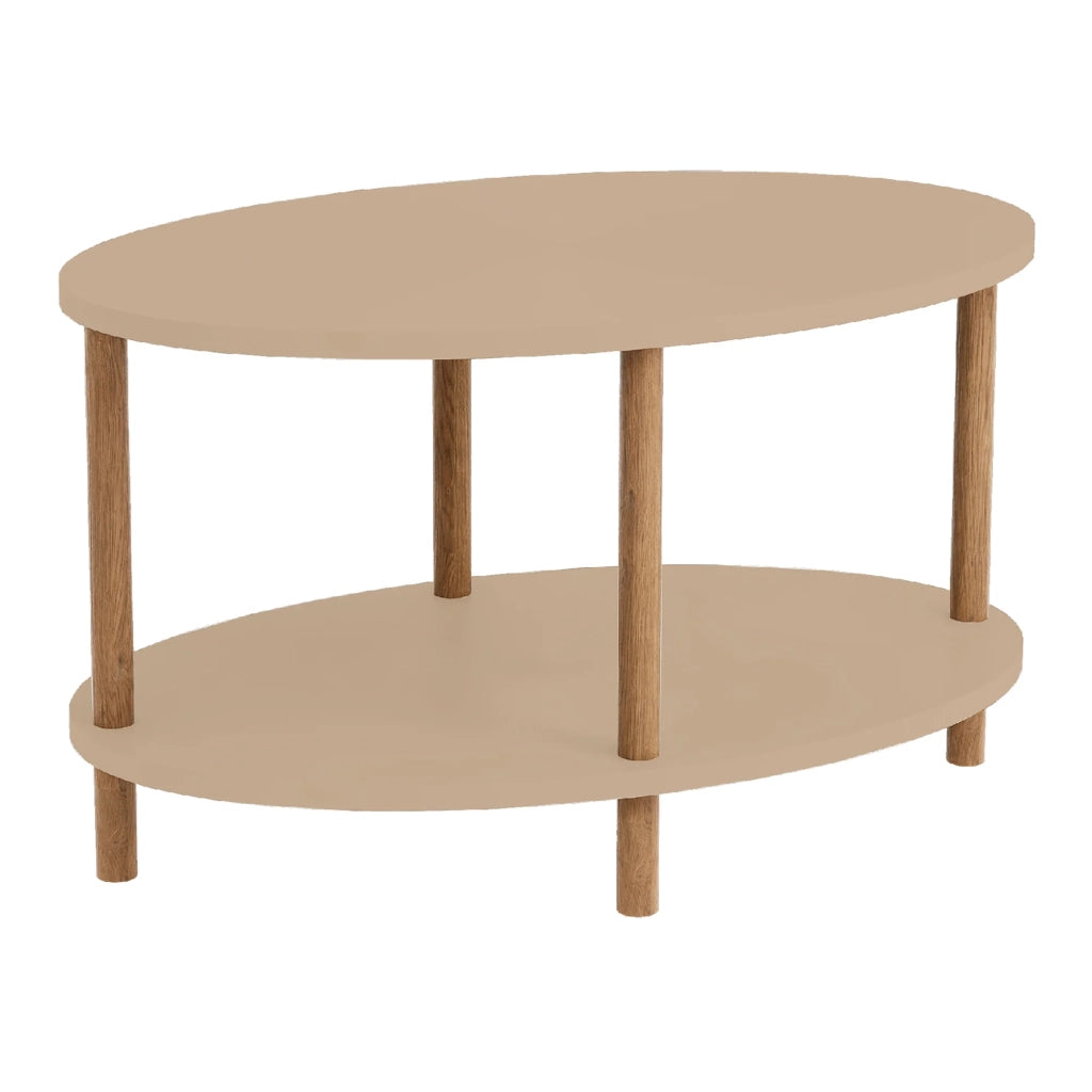 Tavolino da caffè ovale consolle laterale 43 x 70 x 44 cm cappuccino naturale 03_0010826