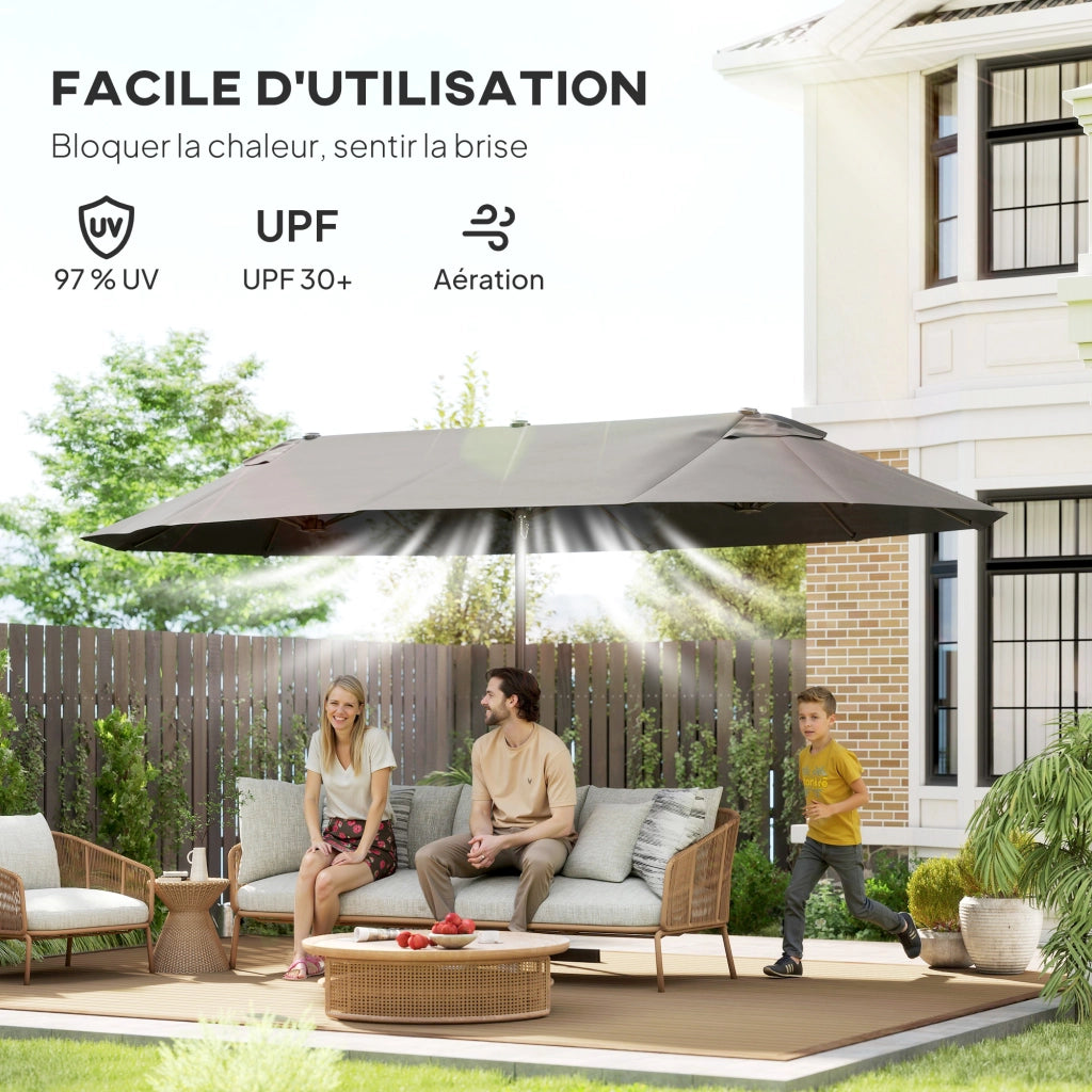 Ombrellone da giardino XXL con base a croce ¨C zephmum ¨C grigio 460x270x240 cm